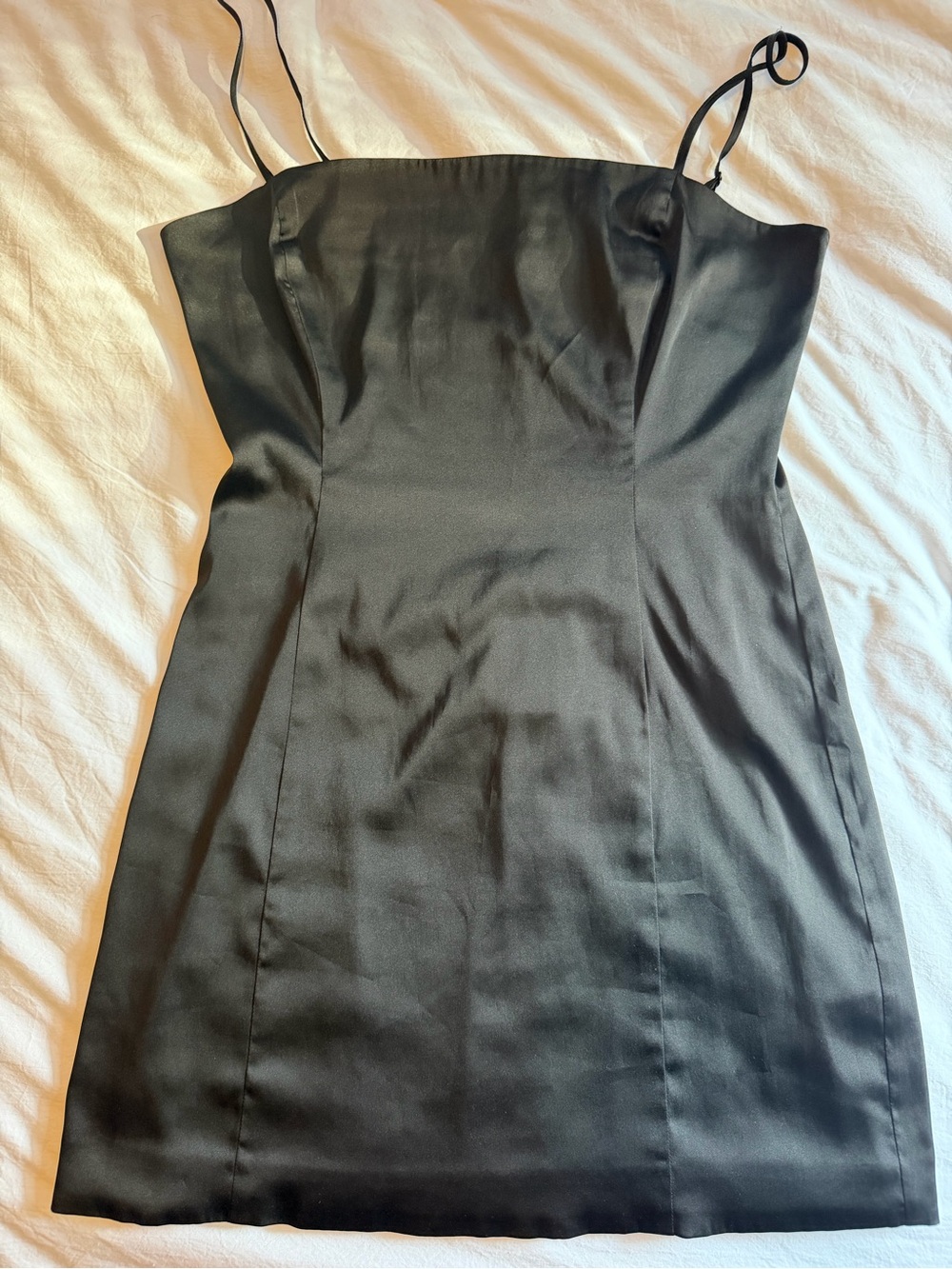 Sunday Best Black Satin Bliss Mini Slip Dress